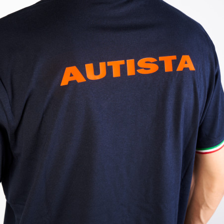 T-SHIRT GIROCOLLO CON TRICOLORE "AUTISTA"