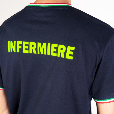 T-SHIRT GIROCOLLO CON TRICOLORE "INFERMIERE"