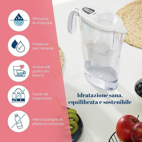 CARAFFA FILTRANTE LAICA COMPLETA DI FILTRO BI-FLUX